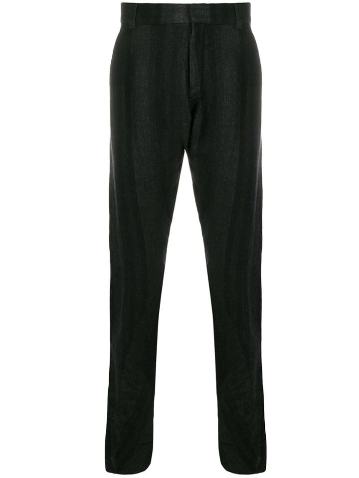 Devoa Striped Straight-leg Trousers - Black