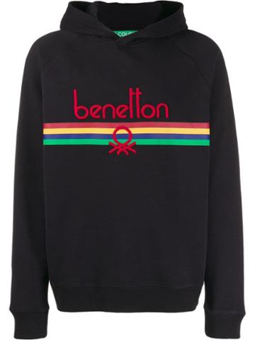 Benetton Logo Embroidered Hoodie - Black