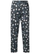 8pm Floral And Stripe Print High Waist Trousers - Grey