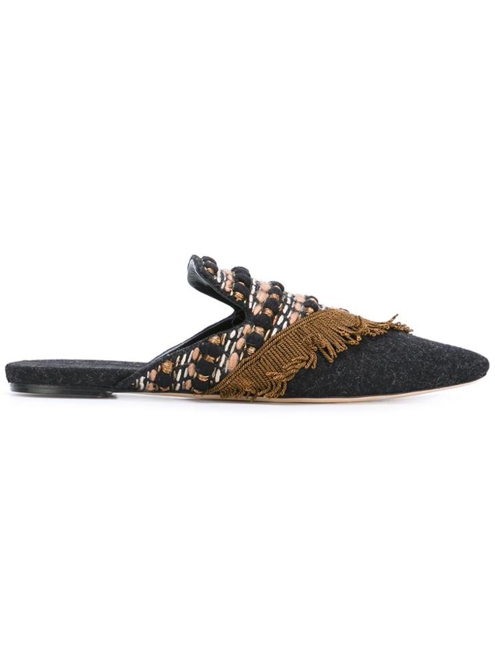 Sanayi 313 'la Scala' Embroidered Mules - Black