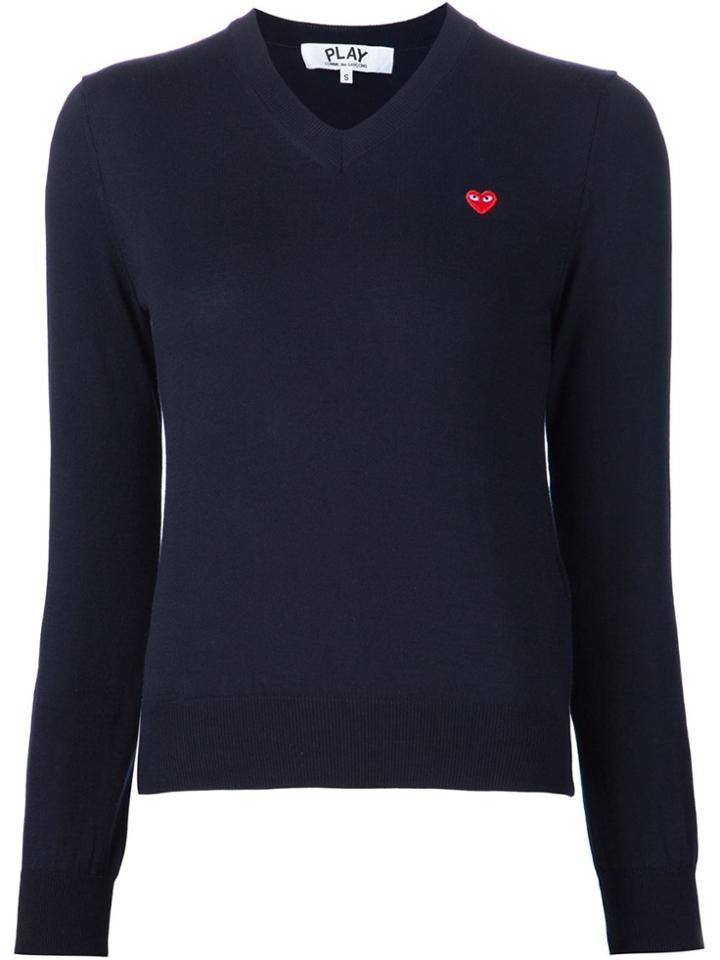 Comme Des Garçons Play Mini Heart V-neck Jumper - Blue