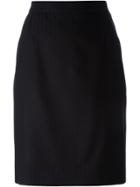 Yves Saint Laurent Vintage Striped Pencil Skirt - Black