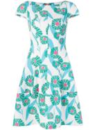 Talbot Runhof Flared Floral Dress - White