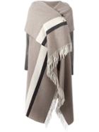 Semicouture Fringed Asymmetric Knit Poncho, Women's, Size: 42, Nude/neutrals, Cupro/wool
