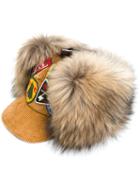 Dsquared2 - Patched Baseball Cap - Women - Cotton/viscose/racoon Fur - S, Brown, Cotton/viscose/racoon Fur