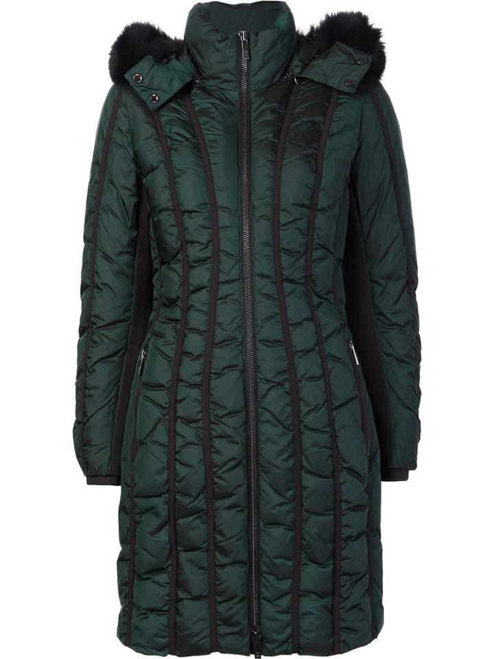 Zac Zac Posen 'carla' Padded Coat, Women's, Size: Small, Green, Fox Fur/nylon/polyester/spandex/elastane