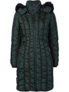 Zac Zac Posen 'carla' Padded Coat, Women's, Size: Small, Green, Fox Fur/nylon/polyester/spandex/elastane