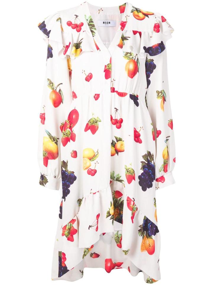 Msgm Asymmetric Hem Dress - White