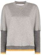 Victoria Victoria Beckham Ribbed Detail Sweatshirt - Grey