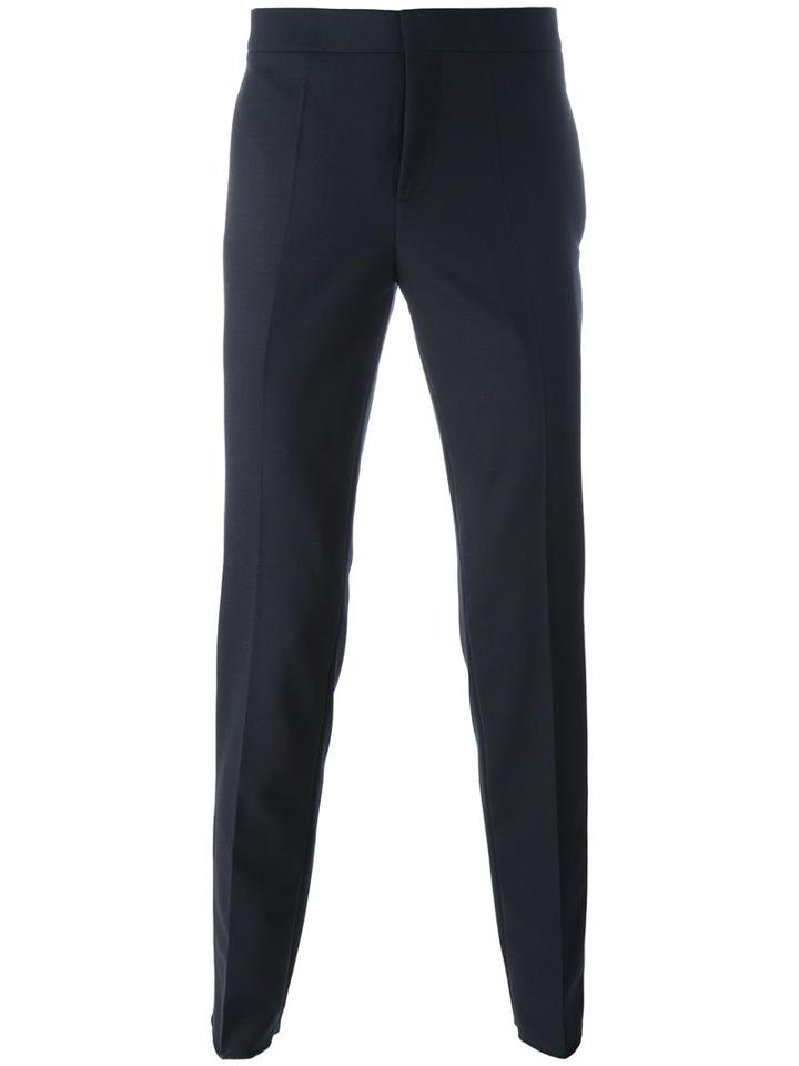 Neil Barrett Side Stripe Trousers, Men's, Size: 48, Blue, Polyester/virgin Wool/spandex/elastane/cotton
