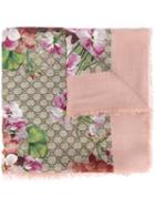 Gucci - Blooms Print Shawl - Women - Silk/modal - One Size, Pink/purple, Silk/modal