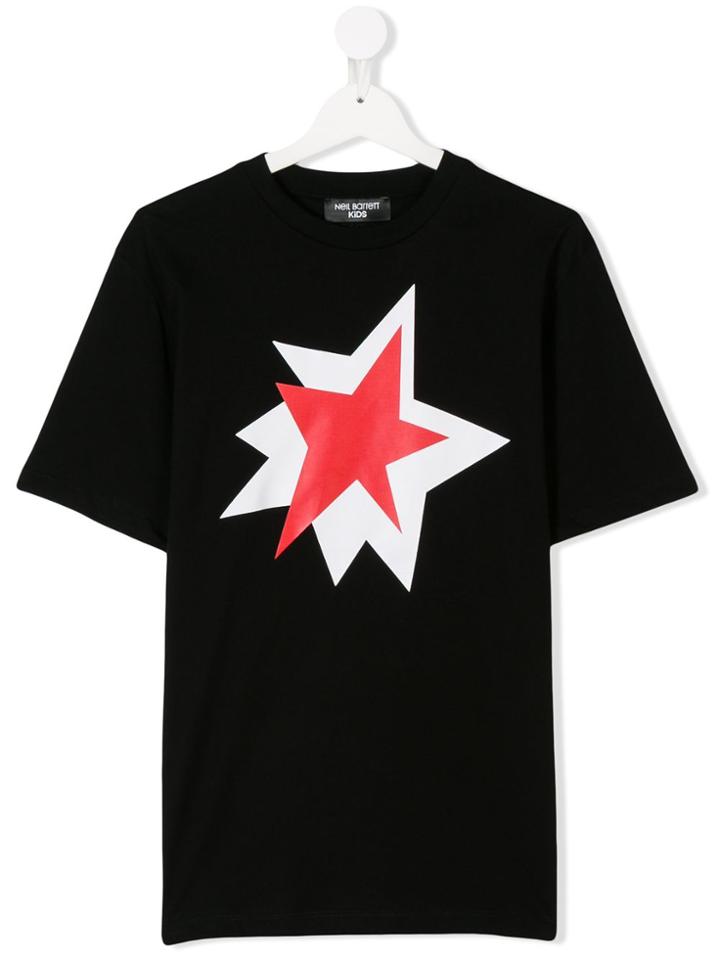 Neil Barrett Kids Teen Exploding Star Print T-shirt - Black
