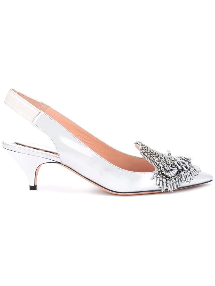Rochas Beaded Trim Pumps - Metallic