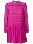 Miu Miu Crystal Embellished Pleated Dress - Pink & Purple