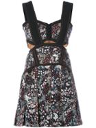 Self-portrait - Floral Cutout Dress - Women - Cotton/polyester/spandex/elastane - 6, Black, Cotton/polyester/spandex/elastane