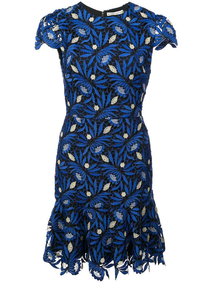 Alice+olivia Floral Embroidered Dress - Blue