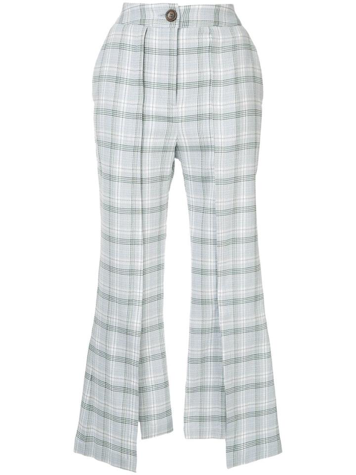Eudon Choi Check Asymmetric Trousers - Blue