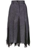 Sacai Checked Pleated Midi Skirt - Grey