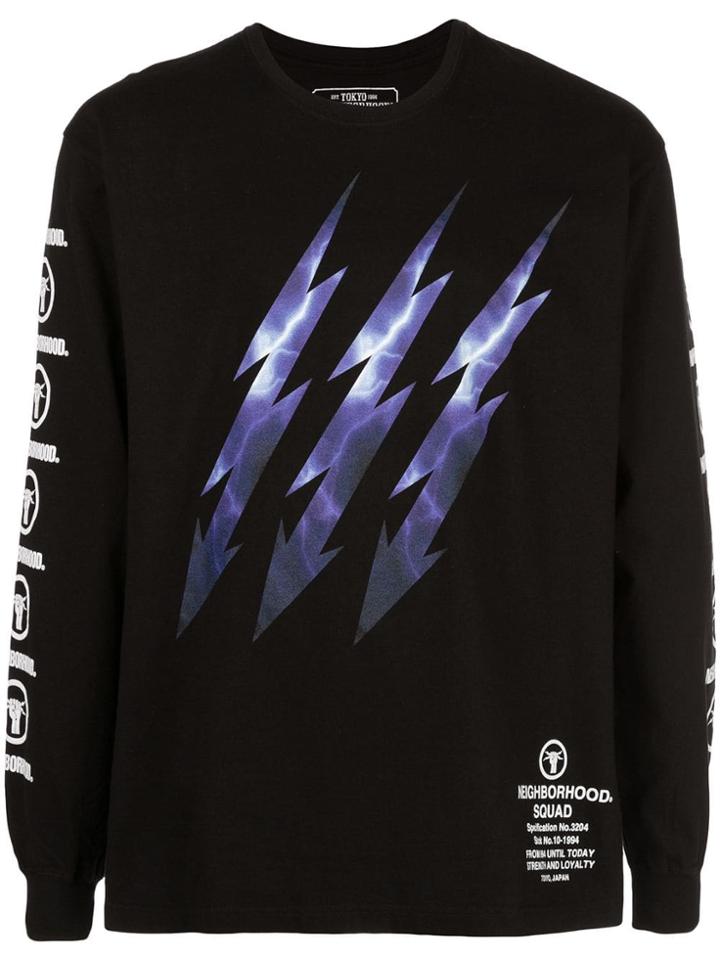 Neighborhood Graphic Print Sweatshirt - Black