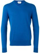 Ballantyne V-neck Jumper, Men's, Size: 58, Blue, Cotton/cashmere