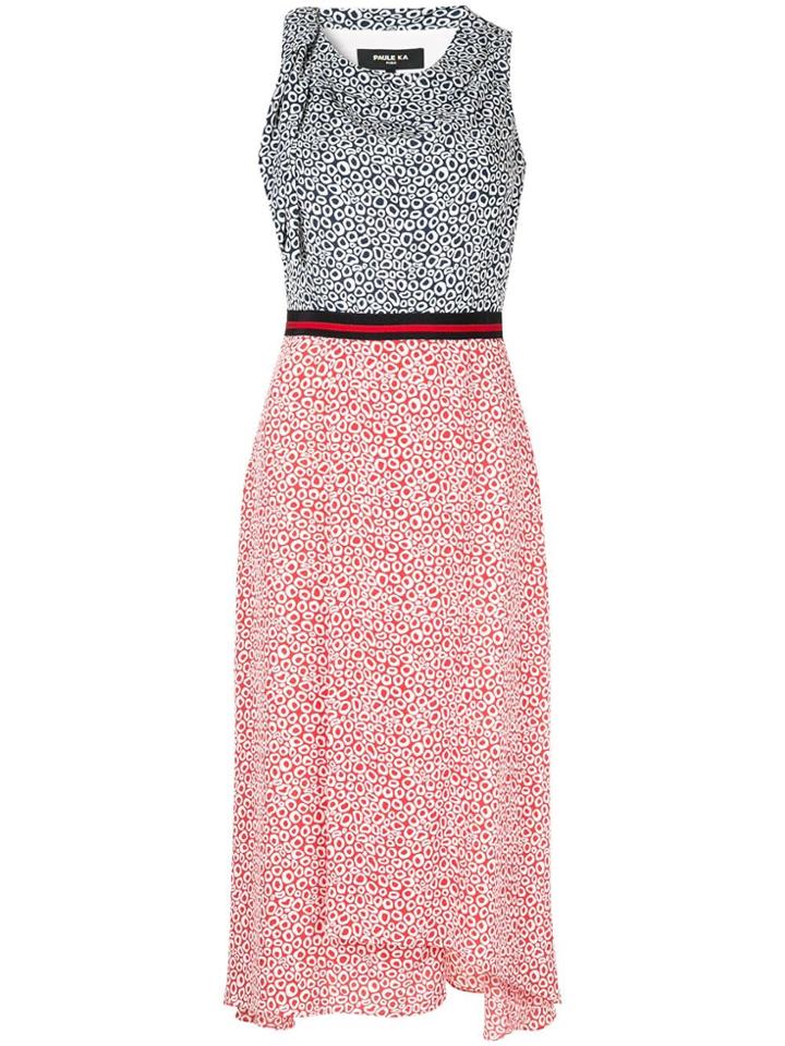 Paule Ka Printed Draped Dress - Blue
