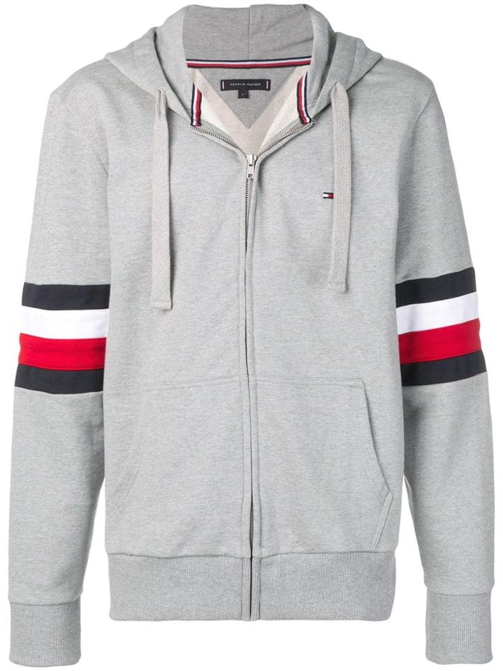 Tommy Hilfiger Striped Sleeve Hoodie - Grey