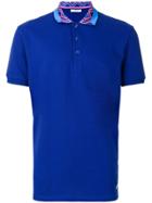 Versace Collection Tipped Collar Polo Shirt - Blue