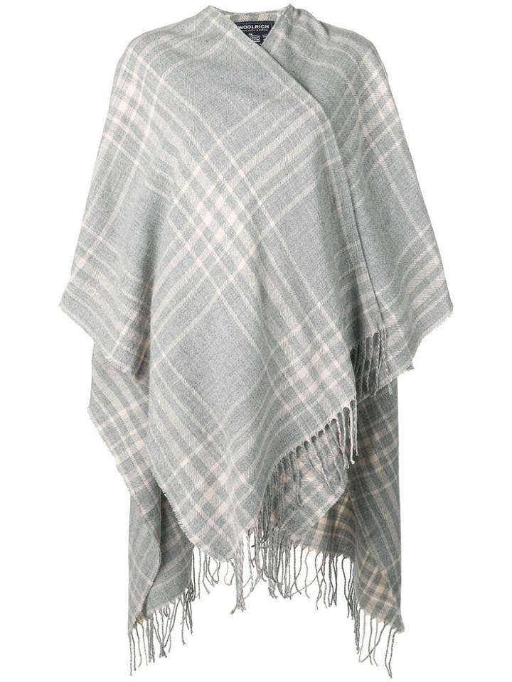 Woolrich Check Poncho - Grey