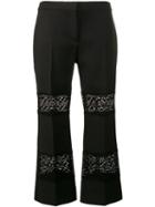 Alexander Mcqueen Lace Insert Cropped Trousers, Women's, Size: 40, Black, Silk/cotton/polyamide/wool