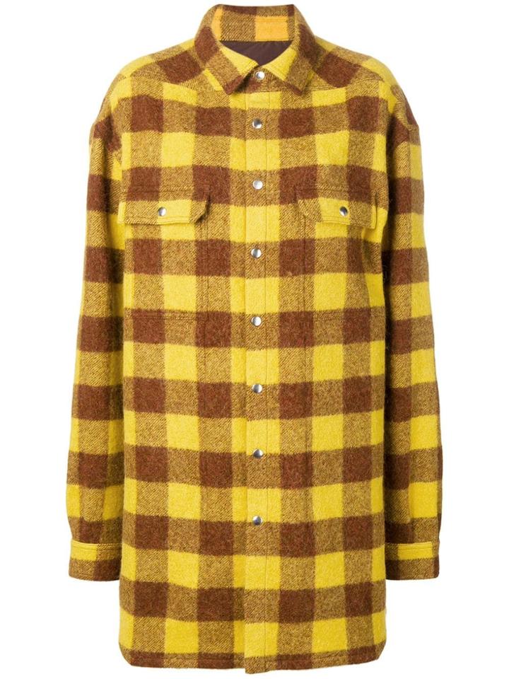 Rick Owens Checked Coat - Yellow