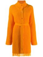 Kenzo Belted Long-line Cardigan - Orange
