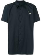 Raf Simons Pointed Collar Shirt With Badges - Blue