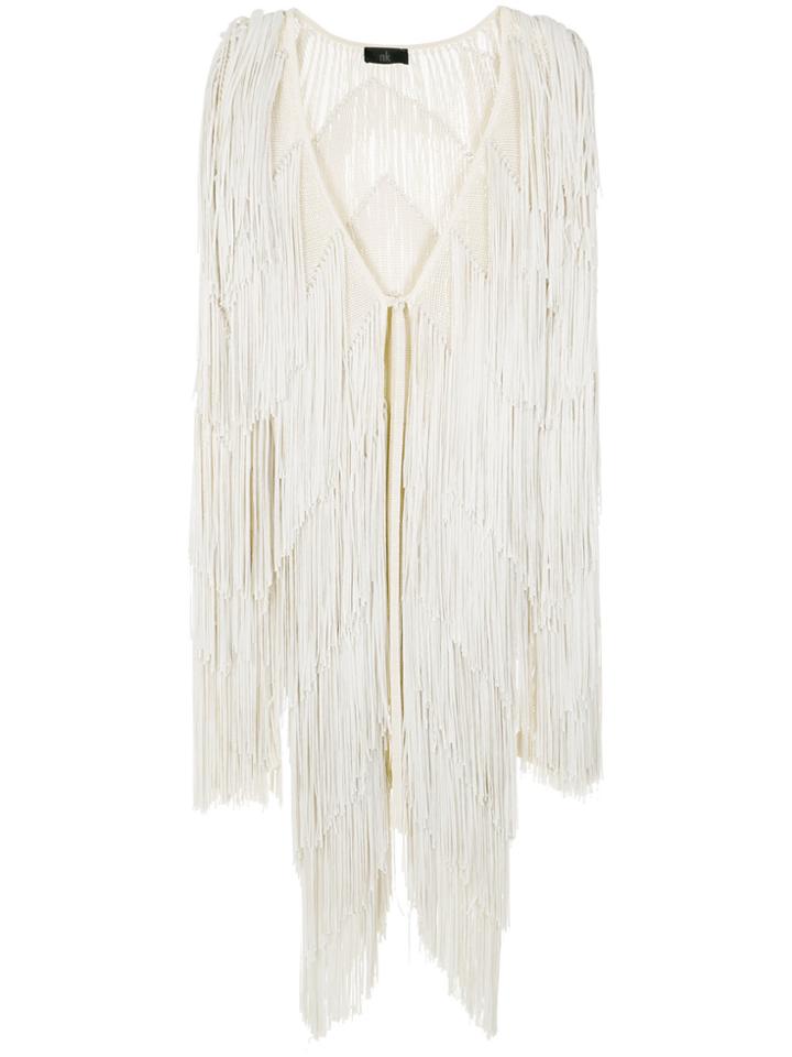 Nk Long Fringed Coat - White