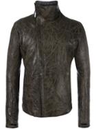 Isaac Sellam Experience Stand Up Collar Jacket, Men's, Size: Medium, Green, Cotton/feather Down/lamb Skin/polyurethane