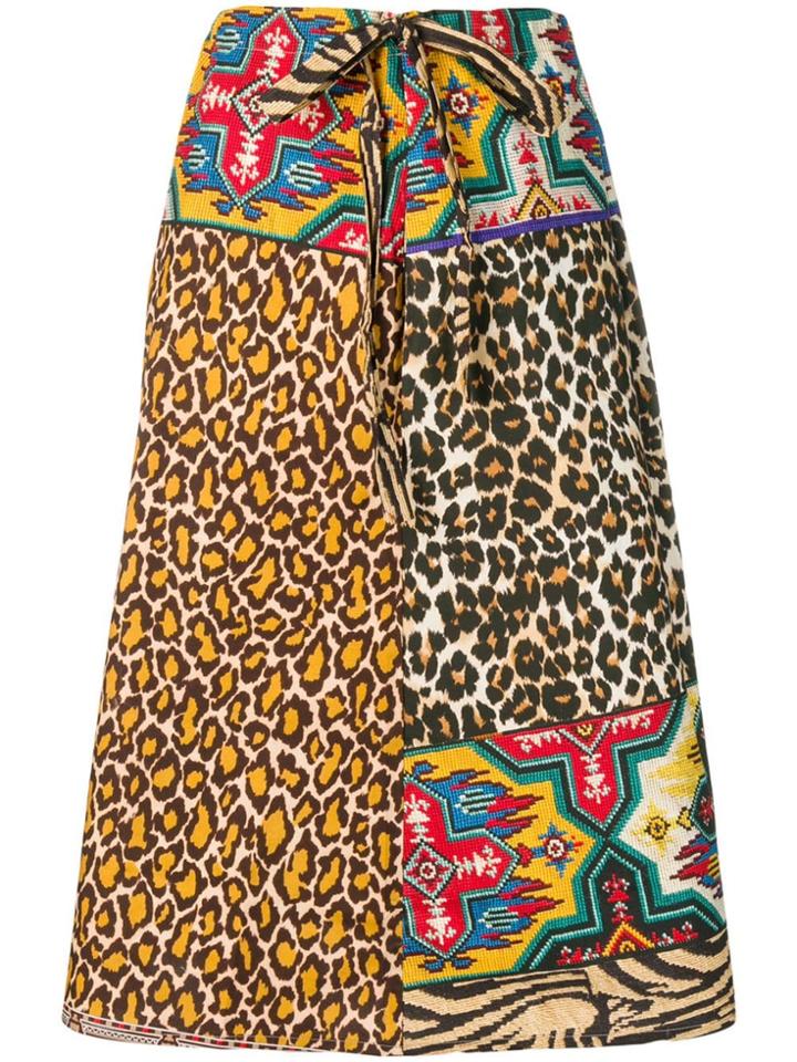 Pierre-louis Mascia Animal Patchwork Full Skirt - Neutrals