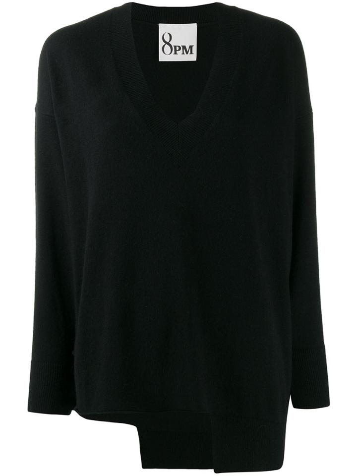 8pm Knitted Asymmetric Jumper - Black