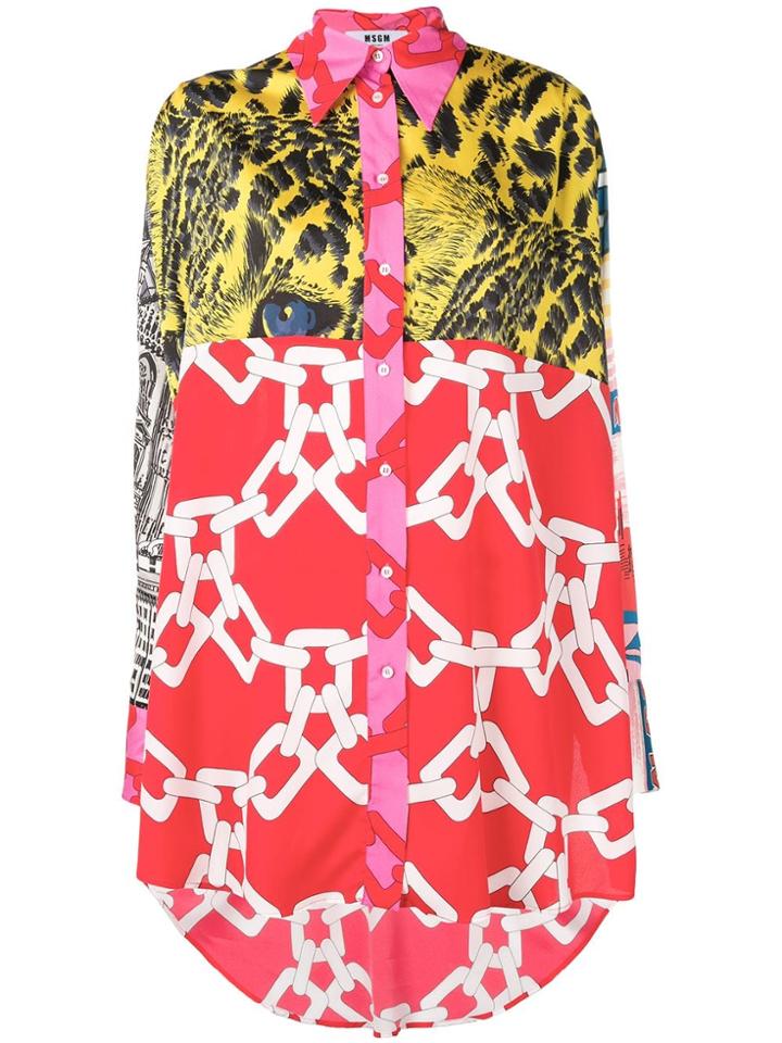 Msgm Mixed Pattern Shirt - Red