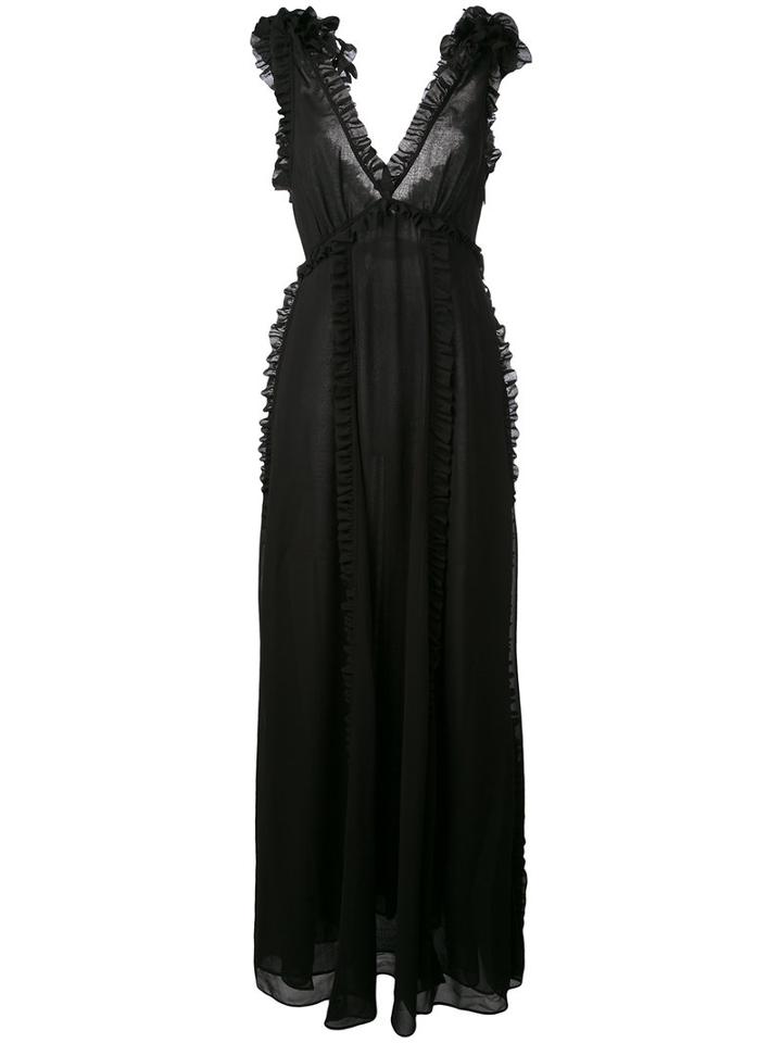 Msgm - Frill Trim Dress - Women - Polyester - 44, Women's, Black, Polyester