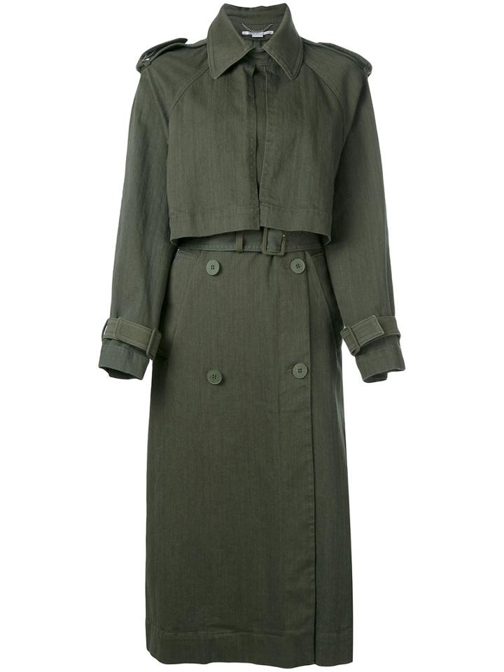 Stella Mccartney - Twill Trench Coat - Women - Cotton/spandex/elastane - 36, Green, Cotton/spandex/elastane