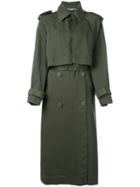 Stella Mccartney - Twill Trench Coat - Women - Cotton/spandex/elastane - 36, Green, Cotton/spandex/elastane
