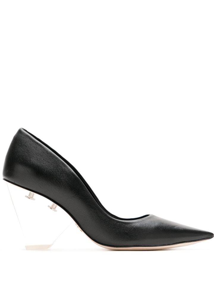 Andrea Bogosian Clear Heel Leather Pumps - Black