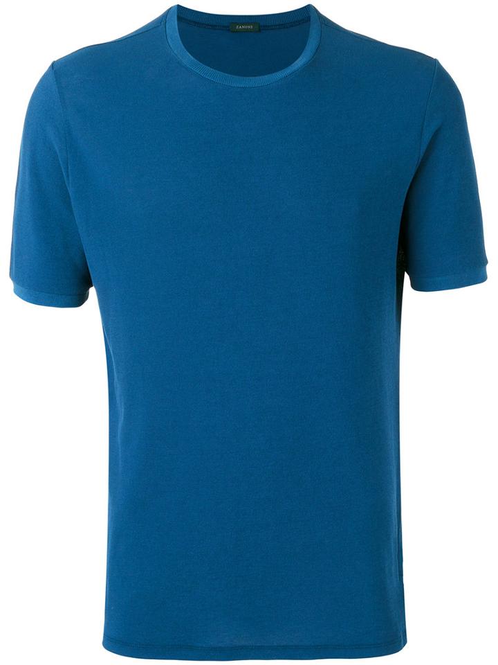 Zanone Knitted T-shirt, Men's, Size: 48, Blue, Cotton