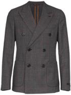 Prada Checked Double-breasted Jacket - Grey