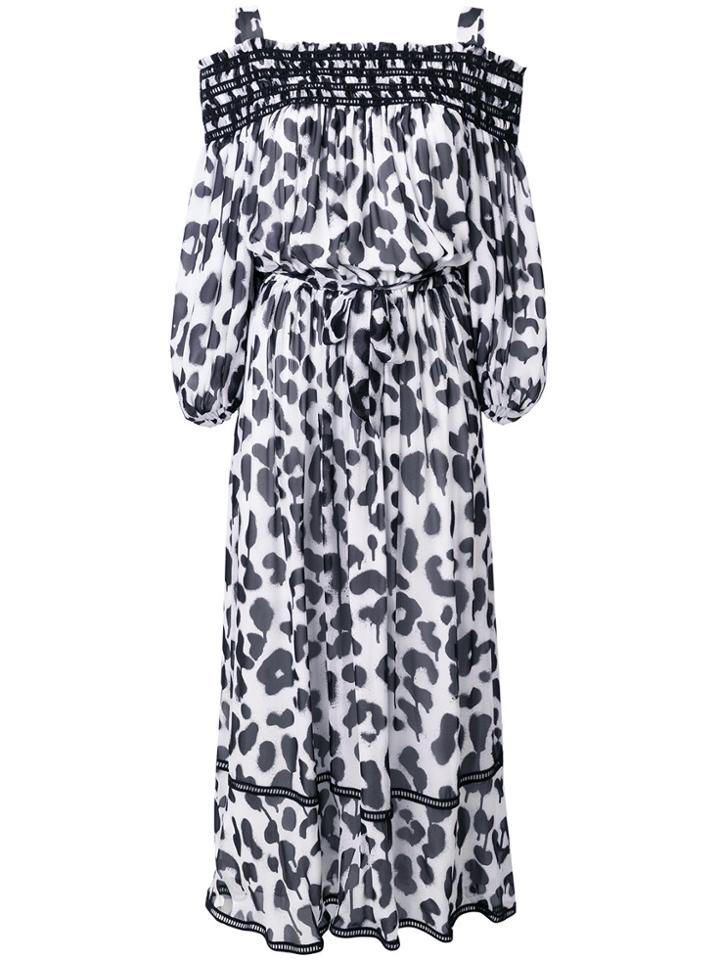 Boutique Moschino Leopard Print Cold Shoulder Maxi Dress - White