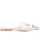 Delpozo Embellished Flat Mules - Nude & Neutrals