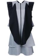 Robert Wun Contrast Ruffle Dress - Grey