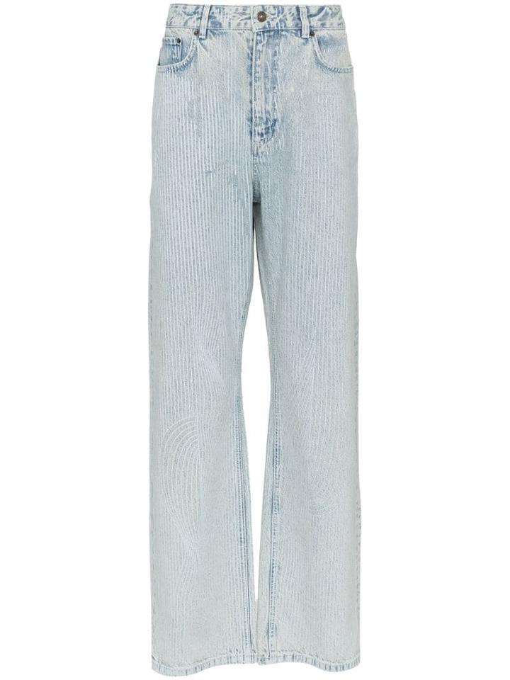 Y/project Striped Wide-leg Jeans - White
