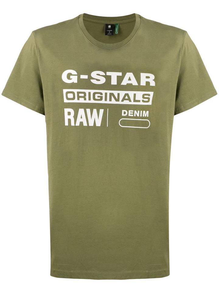G-star Raw Research Logo Print Crew Neck T-shirt - Green