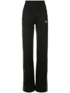 Philipp Plein Leopard Trim Wide Leg Trousers - Black