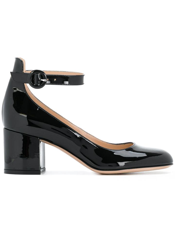 Gianvito Rossi Mid Heel Ankle Strap Pumps - Black
